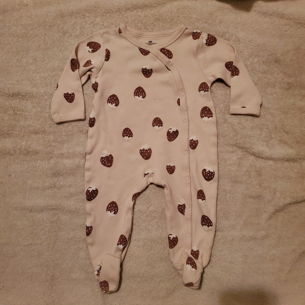 (6/$18) 6m Adorable Cream and Brown Kids One Piece